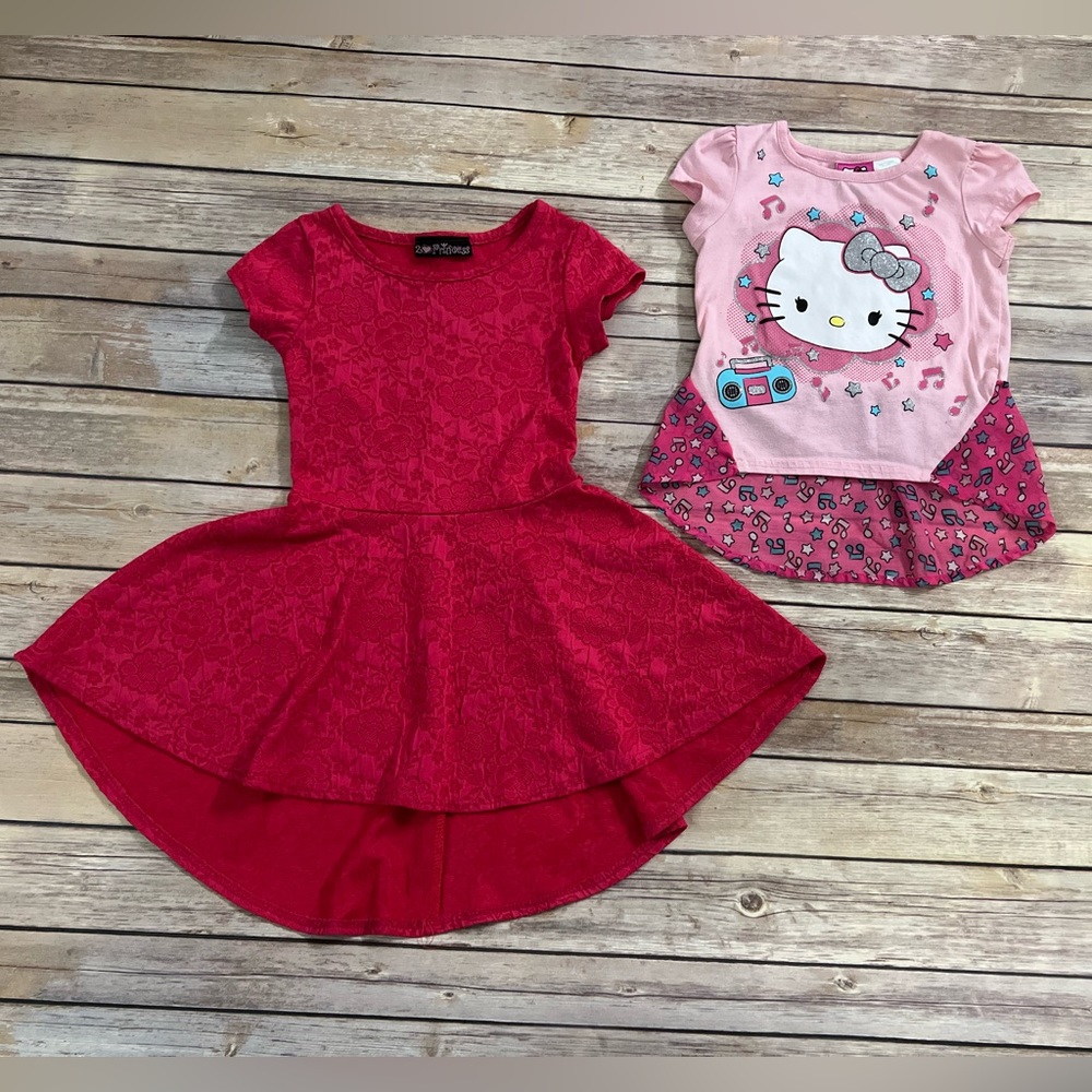 Hello Kitty top and Hot Pink Dress